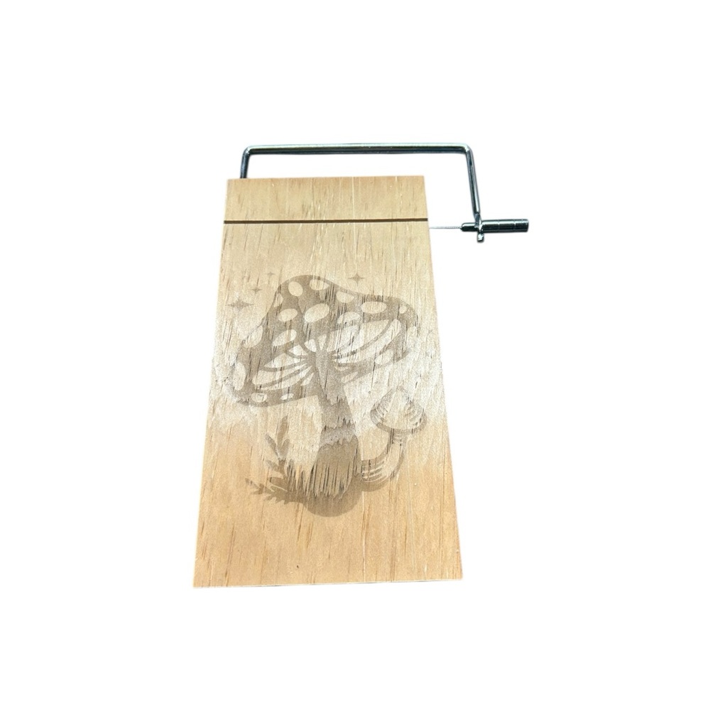 Handmade Wooden Cheese Slicer with Mushroom Engraving